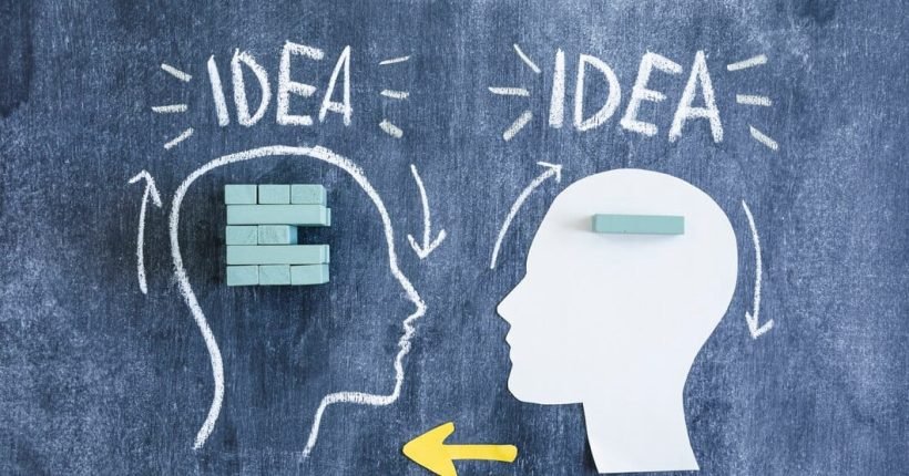 drawn-paper-cutout-with-arrows-exchanging-thoughts-blackboard-with-blocks-idea-text_23-2147874032